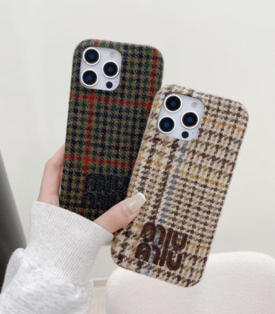 Wool Tweed Pattern Phone Case for iPhone 17 Series – Soft Fabric Protective Cover by Sillio (MM Style)