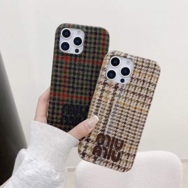 Wool Tweed Pattern Phone Case for iPhone 17 Series – Soft Fabric Protective Cover by Sillio (MM Style)