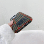 Wool Tweed Pattern Phone Case for iPhone 17 Series – Soft Fabric Protective Cover by Sillio (MM Style)