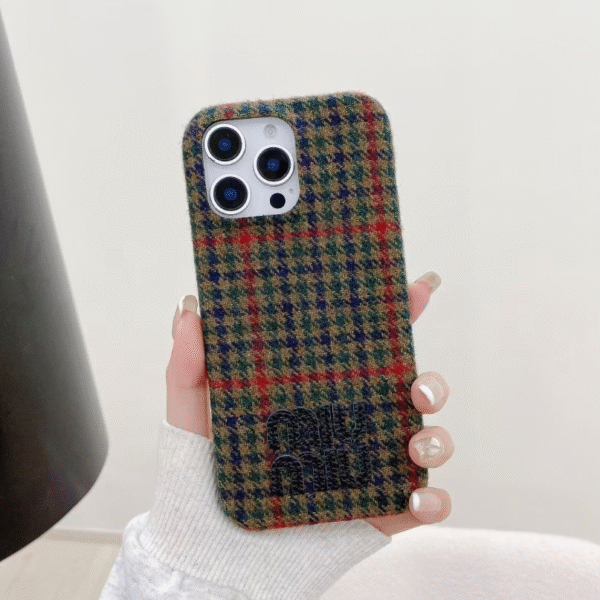 Wool Tweed Pattern Phone Case for iPhone 17 Series – Soft Fabric Protective Cover by Sillio (MM Style)