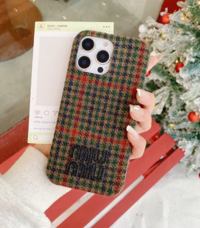 Wool Tweed Pattern Phone Case for iPhone 17 Series – Soft Fabric Protective Cover by Sillio (MM Style)