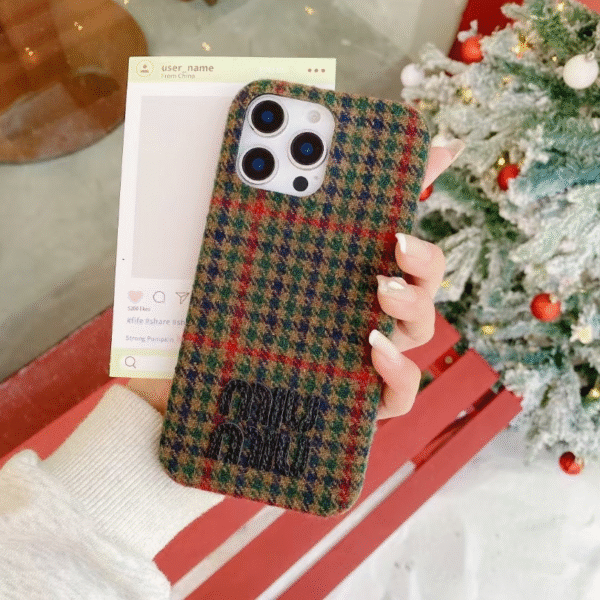 Wool Tweed Pattern Phone Case for iPhone 17 Series – Soft Fabric Protective Cover by Sillio (MM Style)