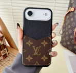 Monogram Style Leather Card Holder Phone Case for iPhone - Image 5