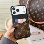 Monogram Style Leather Card Holder Phone Case for iPhone - Image 2