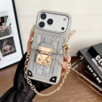 CD Luxury Leather Crossbody Phone Case with Chain Strap & Magnetic Closure – For iPhone 13–17 Series - Image 8