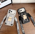 CD Luxury Leather Crossbody Phone Case with Chain Strap & Magnetic Closure – For iPhone 13–17 Series