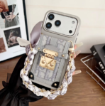CD Luxury Leather Crossbody Phone Case with Chain Strap & Magnetic Closure – For iPhone 13–17 Series - Image 6
