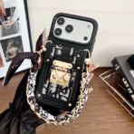 CD Luxury Leather Crossbody Phone Case with Chain Strap & Magnetic Closure – For iPhone 13–17 Series - Image 2