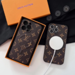 LouisV-Style Leather Magnetic Phone Case | MagSafe Wireless Charging | For iPhone 11–17 Series
