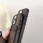 LouisV Style Leather Card Holder Phone Case for iPhone 11–17 | Slim Luxury Wallet Cover - Image 6