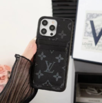 LouisV Style Leather Card Holder Phone Case for iPhone 11–17 | Slim Luxury Wallet Cover - Image 4