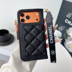 CNL Quilted Wallet Phone Case with Card Holder & Wrist Strap – Compatible with iPhone 12–17 Series - Image 6
