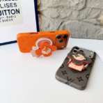 LouisV Luxury Monogram Leather iPhone Case with 3D Floral Charm – Designer Inspired Premium Cover - Image 10