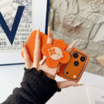 LouisV Luxury Monogram Leather iPhone Case with 3D Floral Charm – Designer Inspired Premium Cover - Image 9