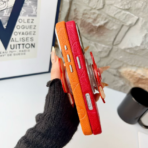 LouisV Luxury Monogram Leather iPhone Case with 3D Floral Charm – Designer Inspired Premium Cover - Image 7