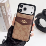 COACH Signature Canvas iPhone Case with Card Holder – Series 12 to 17 Luxury Designer Protective Cover - Image 4