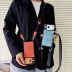 HMS Leather Crossbody iPhone Case with Strap – Luxury Designer Style Phone Case for iPhone 14, 15, 16 & 17 Series - Image 4