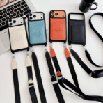 HMS Leather Crossbody iPhone Case with Strap – Luxury Designer Style Phone Case for iPhone 14, 15, 16 & 17 Series